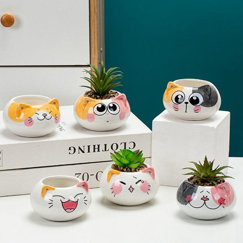 1 Chậu Hoa Mini Để Bàn Trang Trí Hình Hoạt Hình