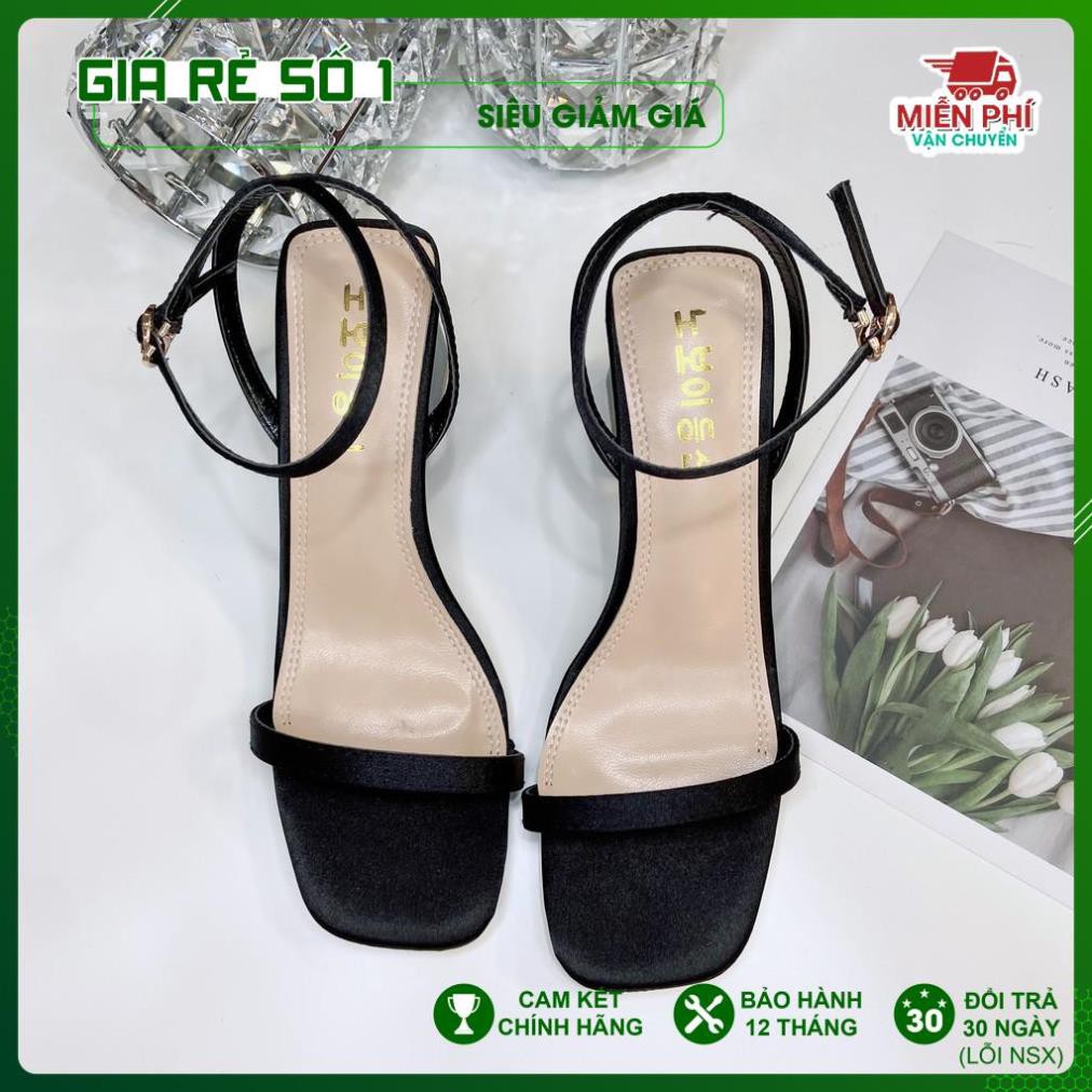 GIÀY SANDAL NỮ QUAI MẢNH CAO GÓT, ĐẾ VUÔNG CAO 6P QUAI MẢNH BỌC SATIN SÁNG CHÂN-DA506 .