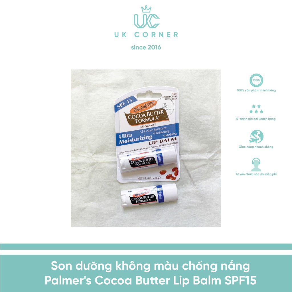 Son dưỡng không màu chống nắng Palmer's Cocoa Butter Lip Balm SPF15