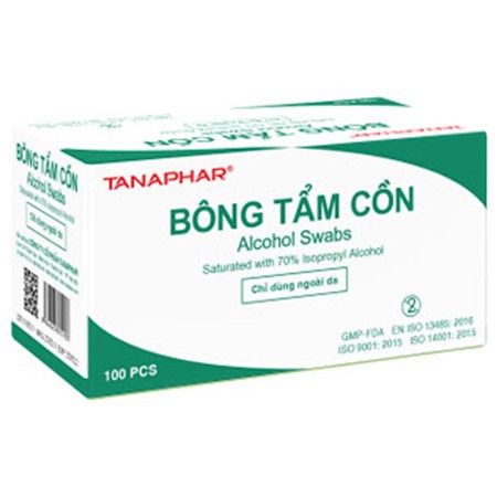 BÔNG TẨM CỒN KHÔ SÁT TRÙNG TANAPHAR HỘP 100 MIẾNG CHÍNH HÃNG