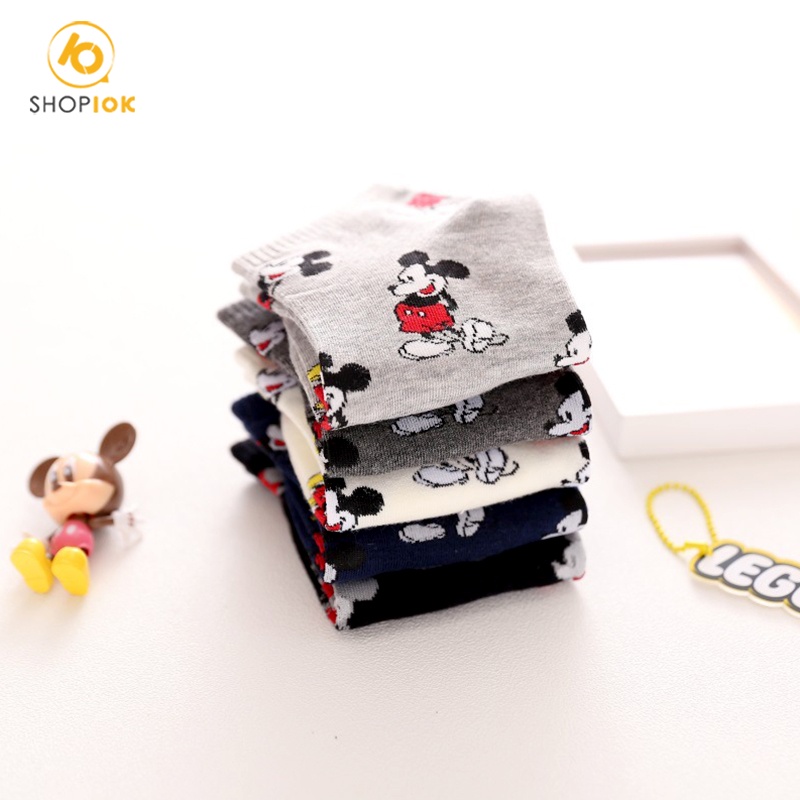Vớ tất nam nữ hình Mickey cổ thấp phong cách Hàn Quốc năng động trẻ trung, hàng dầy dặn, êm chân