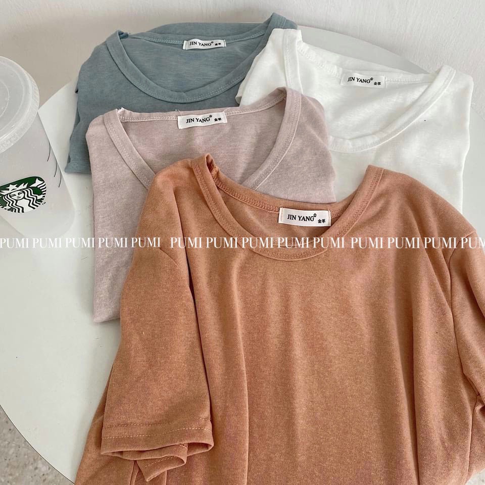 Áo thun xước mỏng dễ phối quần chân váy có bán kèm tại shop - Pumi