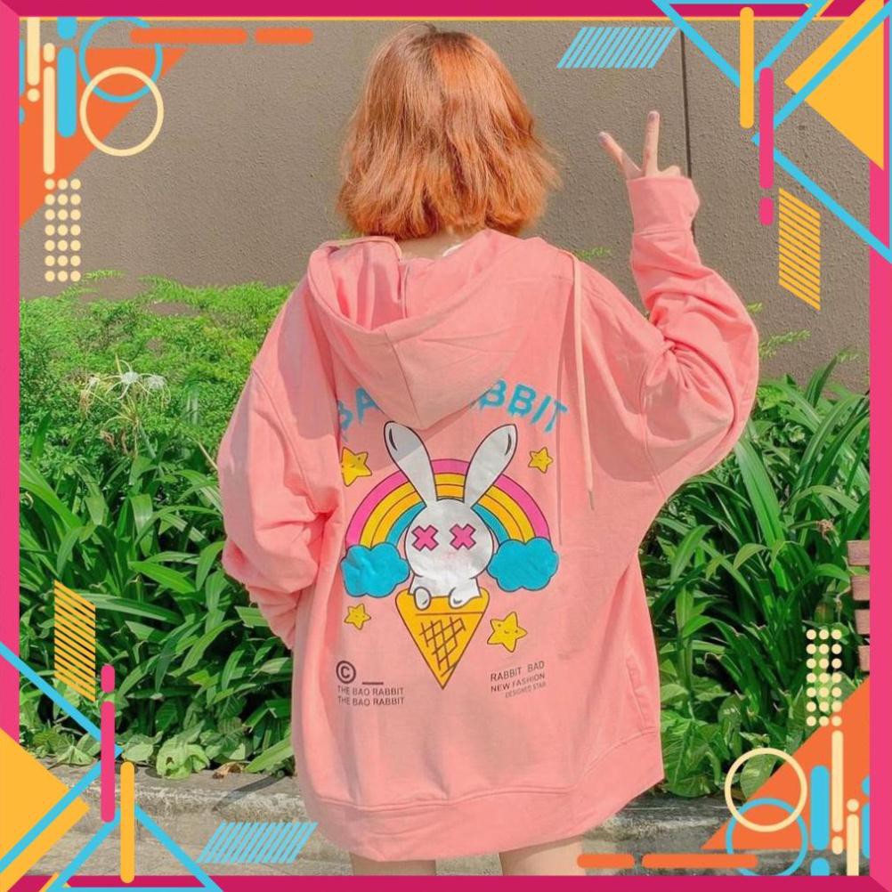 [Mặc là Auto Sang] Áo Khoác Nỉ - Áo Hoodie hình  thỏ BAD RABBIT có dây kéo zip , Hoodie Nỉ unisex AD