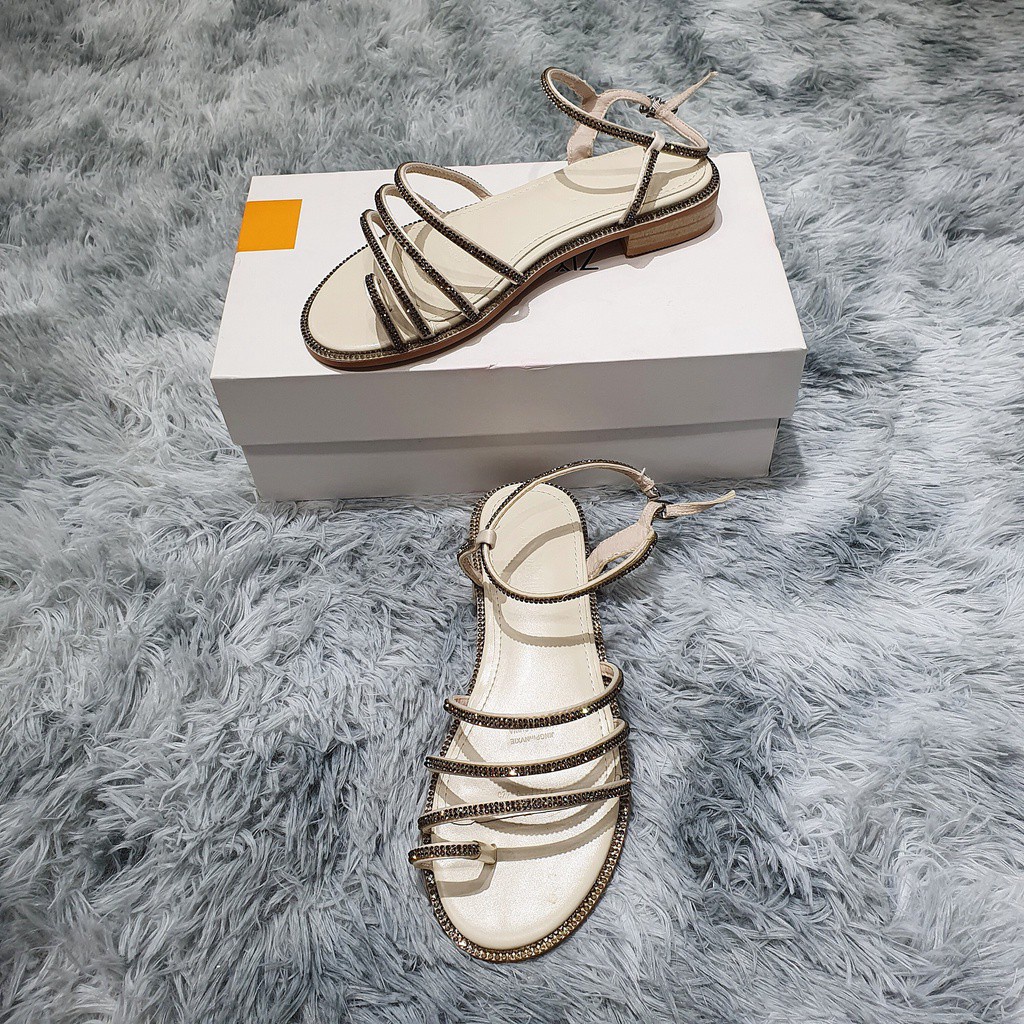 Giày Sandal Đế Bằng . Da Lì Viền Đá 63446_151187