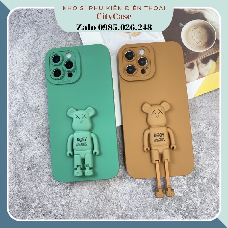 Ốp Iphone dẻo màu gấu Bearbrick kèm giá đỡ 6/6s/Plus/7/8/SE/Plus/X/Xs/Xr/Xs Max/11/Pro/Pro Max/12/Pro/Pro Max/13/Pro/Max