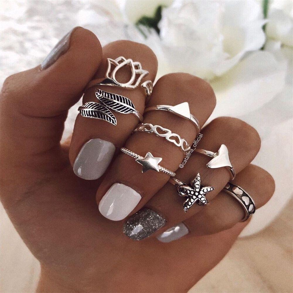 Set 15 Nhẫn Nữ Đeo Khớp Ngón Tay Phong Cách Boho