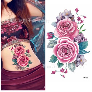 Hình xăm dán hoa hồng khoe sắc 10x20cm- mua 5 tặng 1 đồng size