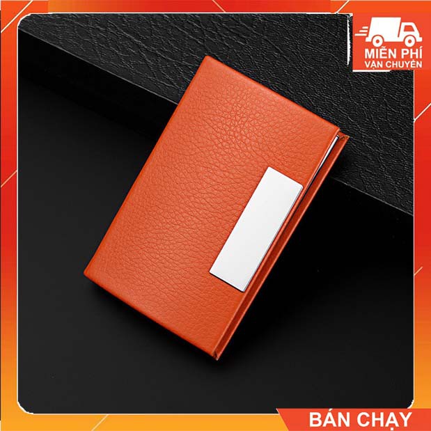 Hộp Đựng Name Card Da Simili Màu Cam NC01C - Ozeo.vn