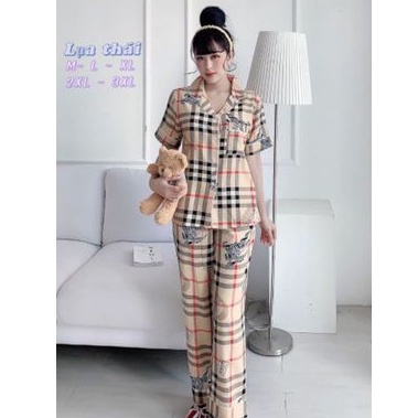 Đồ Bộ Pyjama Tay Cộc Quần Dài Lụa Mặc Nhà Đẹp Mát Mẫu MớiGiảm 10K Đơn 200K