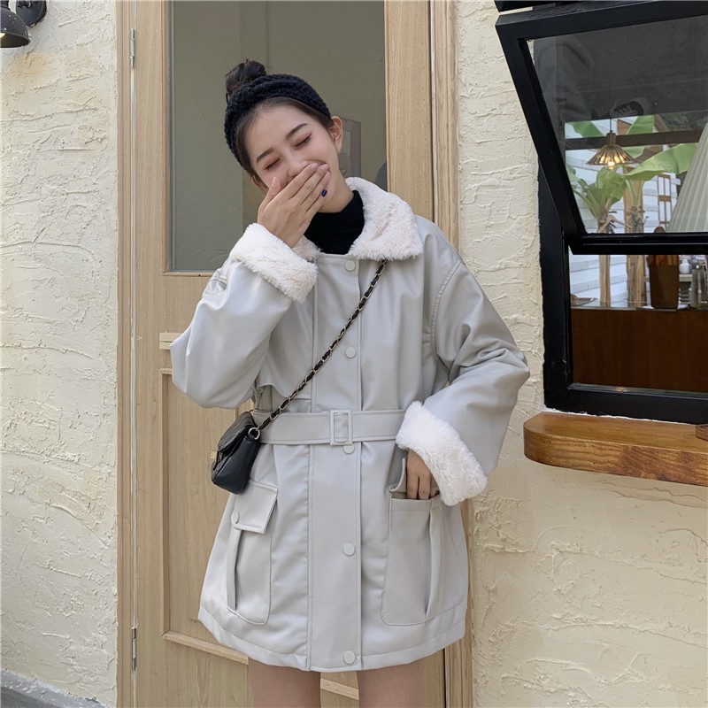 Áo da nữ lót lông cực ấm