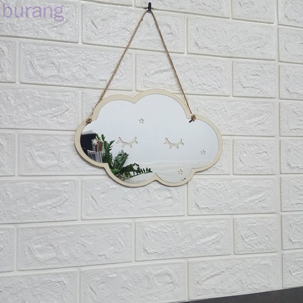 Gương trang trí hình đám mây bằng gỗ