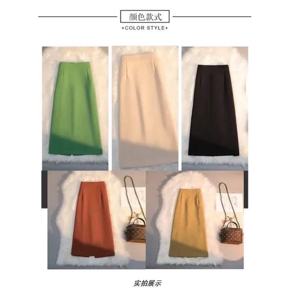 Chân váy chữ A dáng dài 70cm sẻ sau