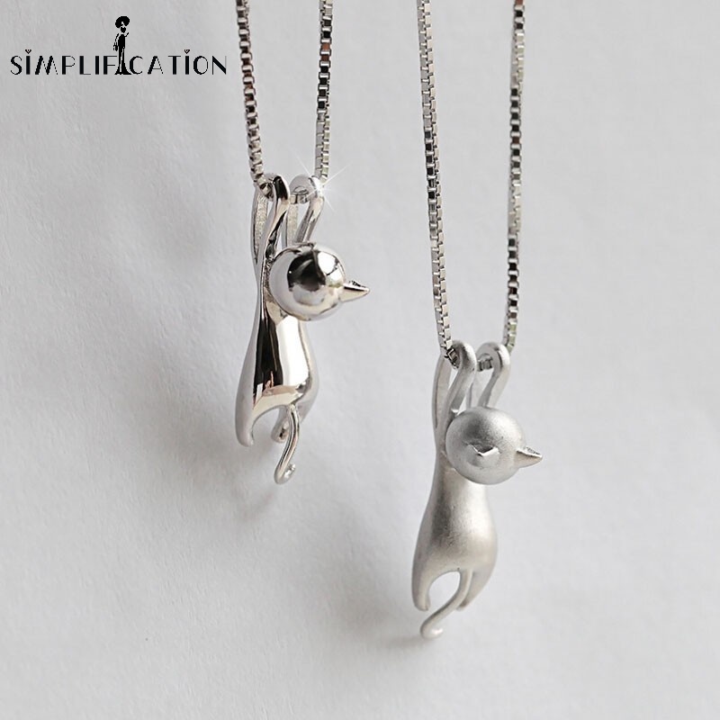 Vòng cổ Bạc Mặt Hình Mèo Dễ Thương Sáng Tạo Thời Trang Dành Cho Nữ