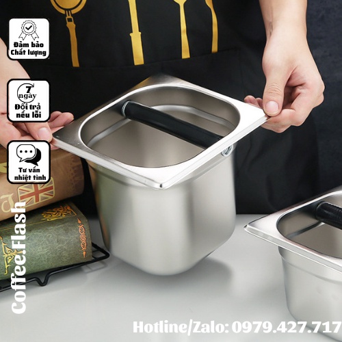 Hộp đập bã cà phê inox- ca đánh bã cà phê inox