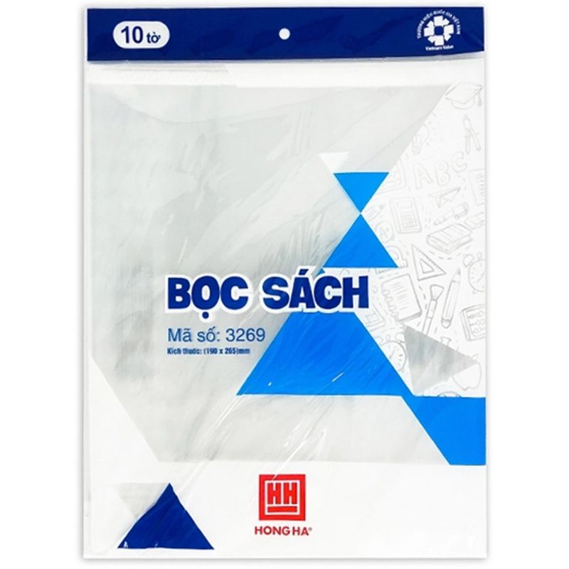 Bọc sách nylong Hồng Hà kích thước 190×265mm (1 tệp 10 tờ)