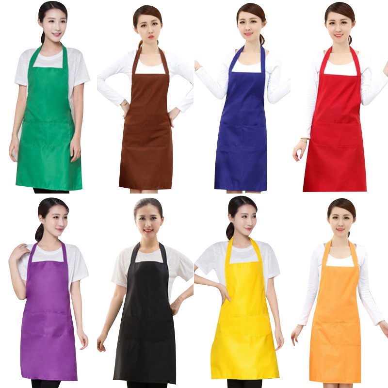 Tạp dề làm bếp phối màu trơn đơn giản tiện dụng