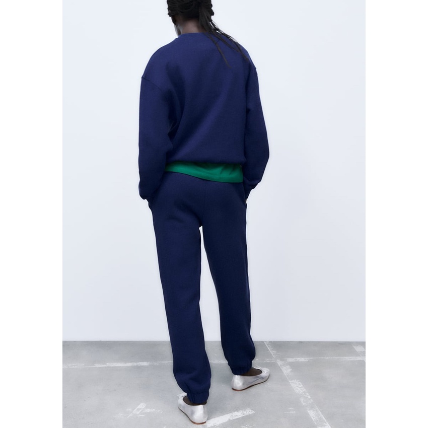 Zara Bộ Áo Nỉ Cổ Tròn Thêu Chữ + Quần Dài Ôm Dáng Thời Trang Mùa Thu Năng Động 4174820 4174821