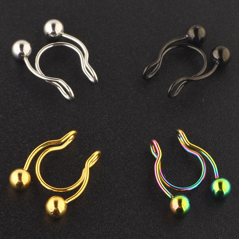 Women Gifts Colorful Fashion Non Piercing Nose Ring Jewelry Steel