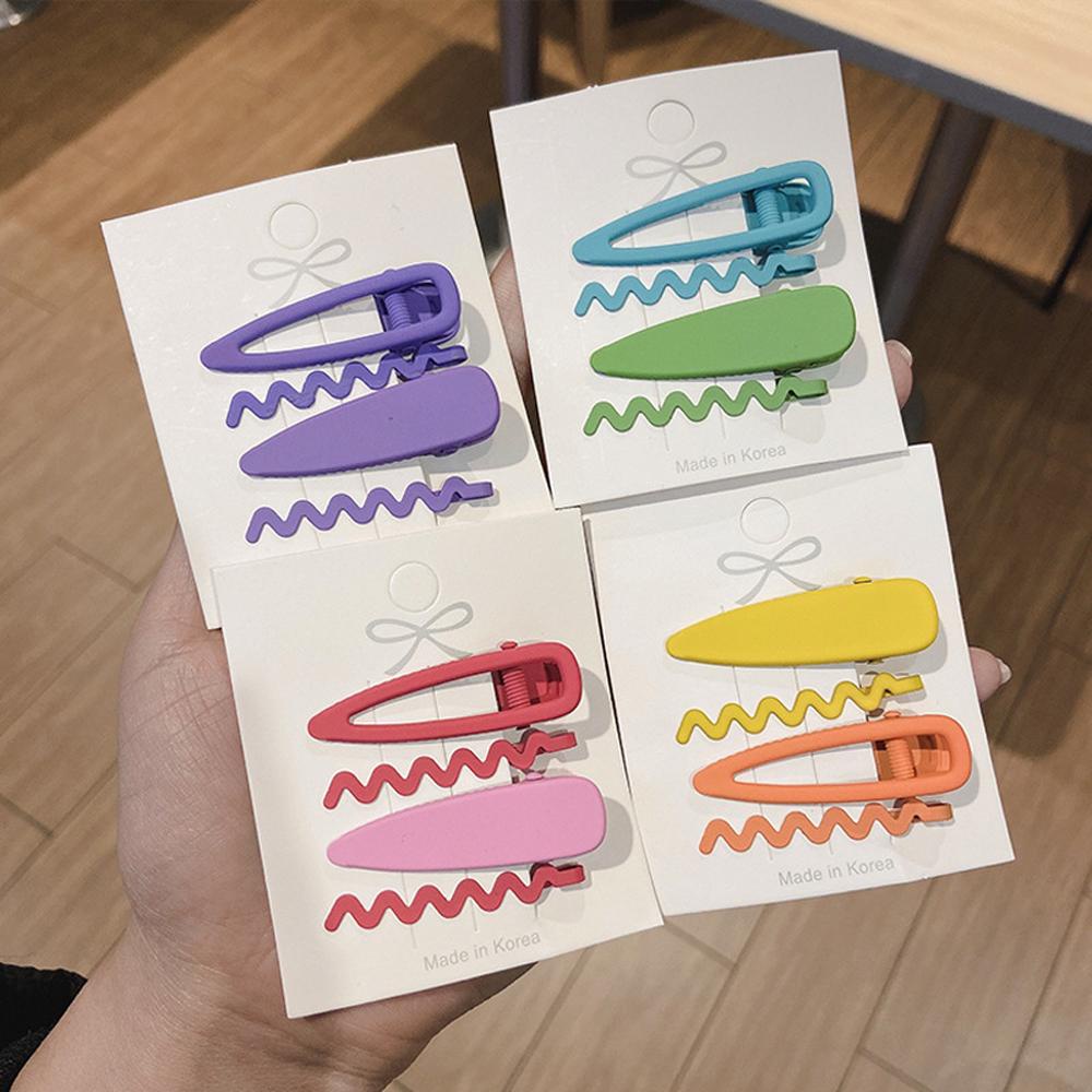 Set Kẹp Tóc Đính Đá Hình Giọt Nước Nhiều Màu Sắc Phong Cách Hàn Quốc