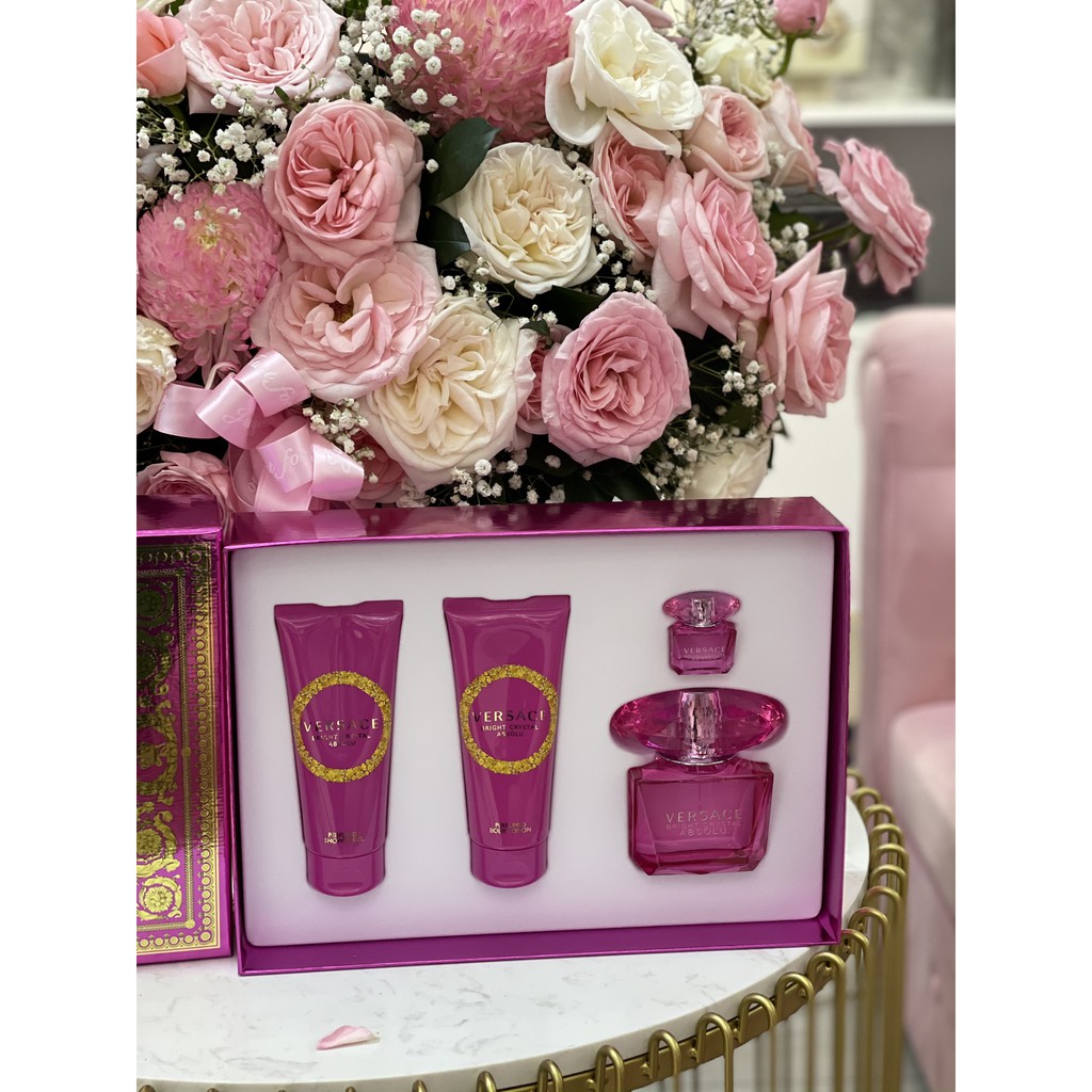 Gift set NƯỚC HOA Versace Bright Crystal Absolu (4 MÓN)