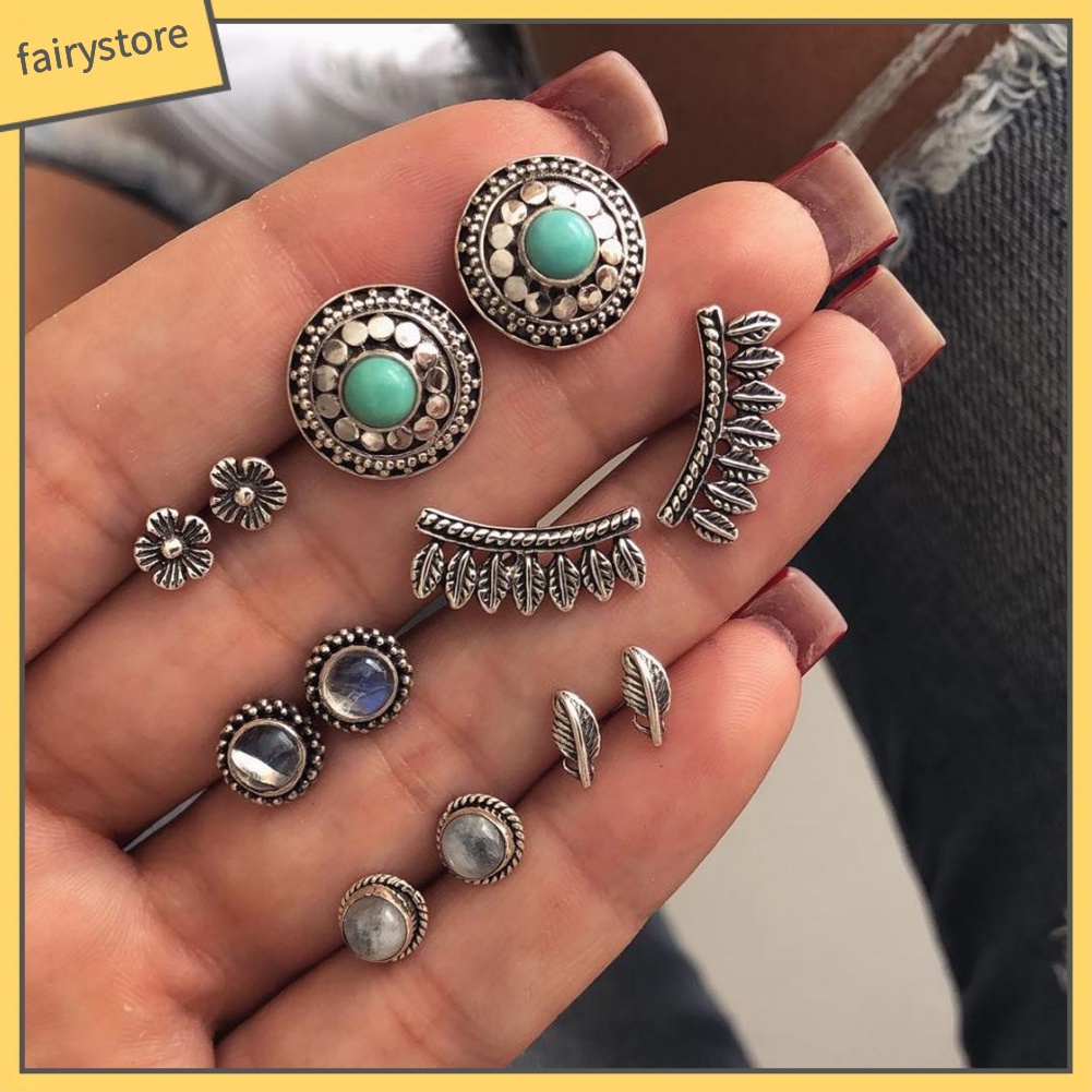 Bộ 6 đôi khuyên tai thời trang Boho cho nữ