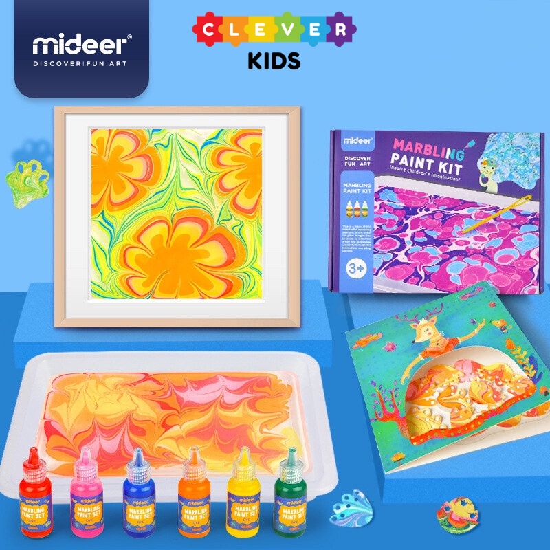 Bộ Đồ Chơi Kit Vẽ Tranh Thủy Ấn, Vẽ Tranh Trên Nước Chính Hãng Mideer Marbling Paint Kit - CleverKids