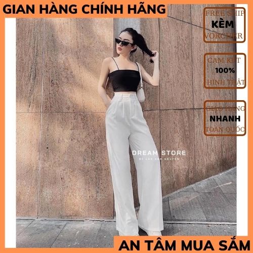 Sét quần ống rộng kèm áo 2 dây nữ quần ống rộng cạp cao khuy trước chất tuyết mưa đẹp ,quần ống rộng nữ THỜI TRANG 1989