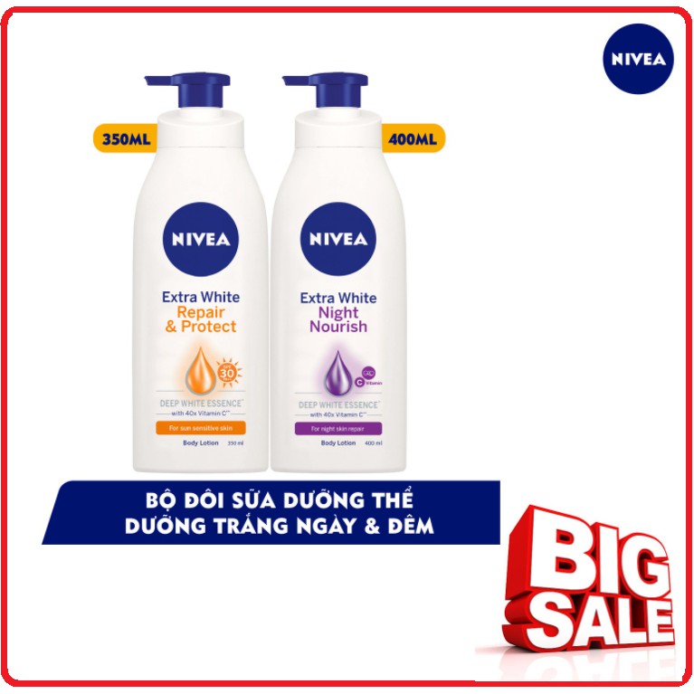 Combo Sữa Dưỡng Thể Dưỡng Trắng NIVEA Ban Ngày & Ban Đêm