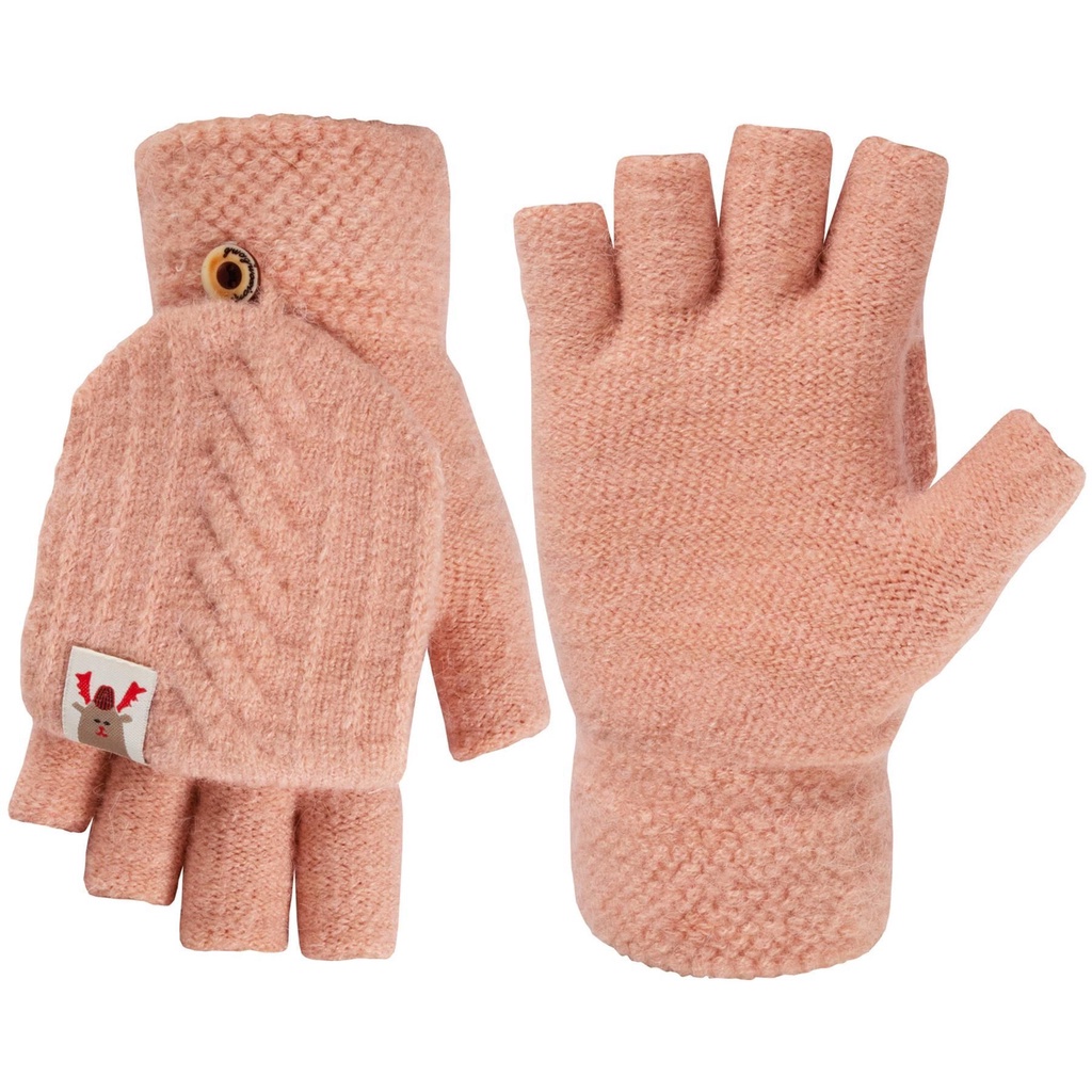 Găng tay vải bông dệt kim hở nửa ngón tay giữ ấm mùa đông thời trang cho nữ