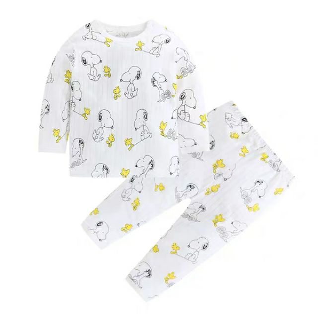 Bộ cotton giấy dài tay cài vai cho bé