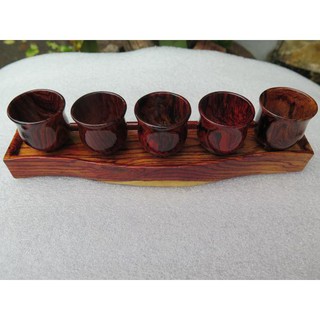 BỘ 5 LY NƯỚC THỜ CÚNG PHẬT ĐẾ KIỂU KHAY GỖ HƯƠNG ( 1.5x24x6 Ly Cao 3.5, Đường Kính 4 ) Nội Thất