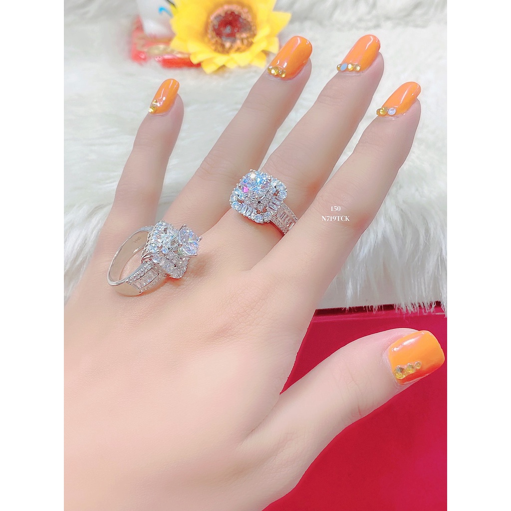 Nhẫn nữ đính xoàn N719 mạ vàng18 - vàng trắng cao cấp (giá tốt nhất)