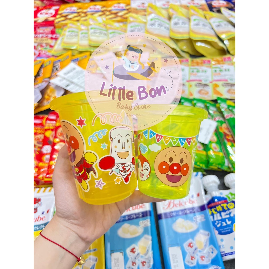 Set ly nhựa uống nước kèm nắp + ống hút Anpanman Nhật bay air_Made in Japan