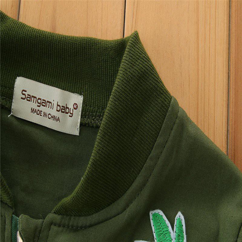 ruiaike  Children Army Green Printed Pilot Baseball Jacket Kids Long Sleeve Coat Hoodie Pullover Outerwear