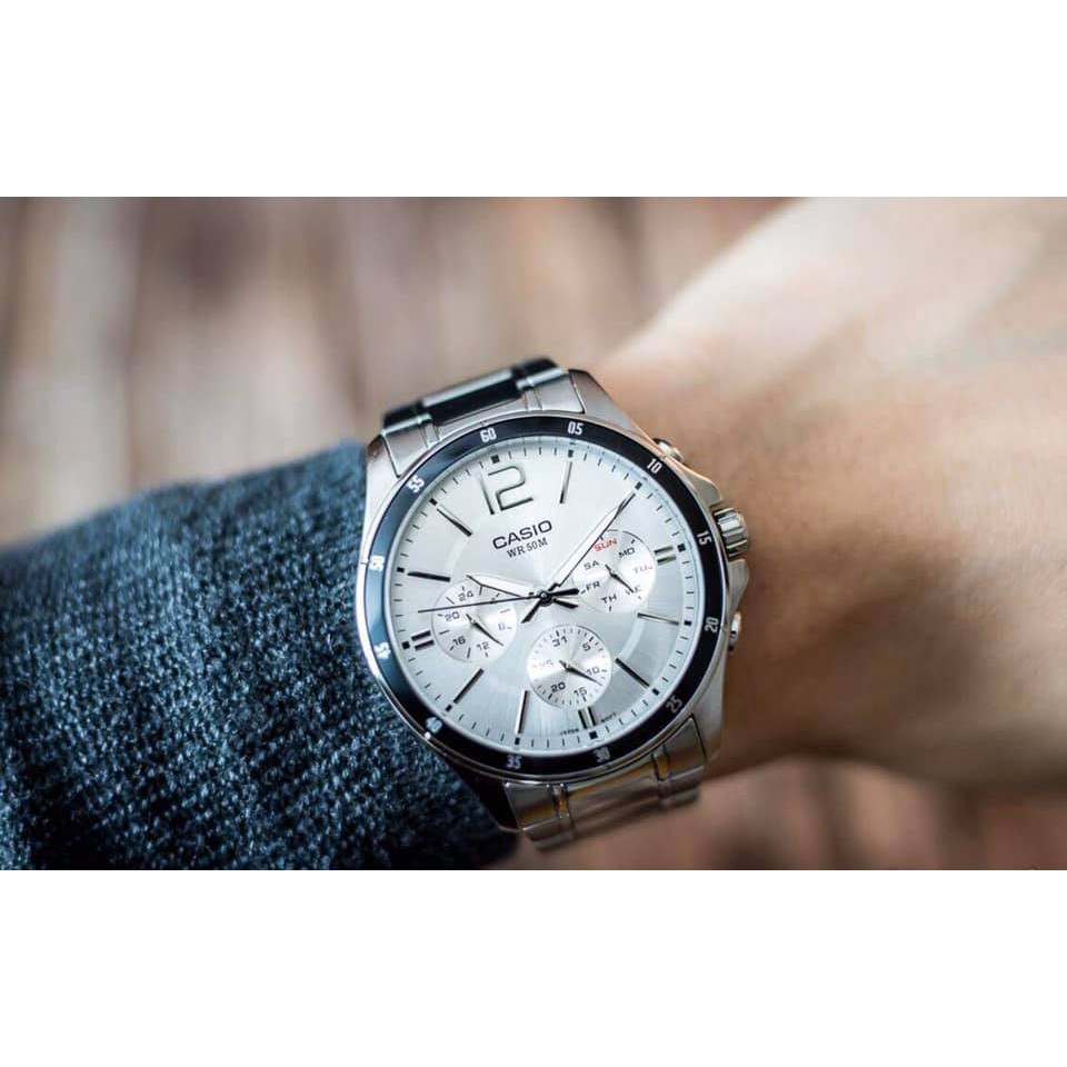 Đồng hồ nam Casio chính hãng MTP-1374, dây kim loại | BigBuy360 - bigbuy360.vn