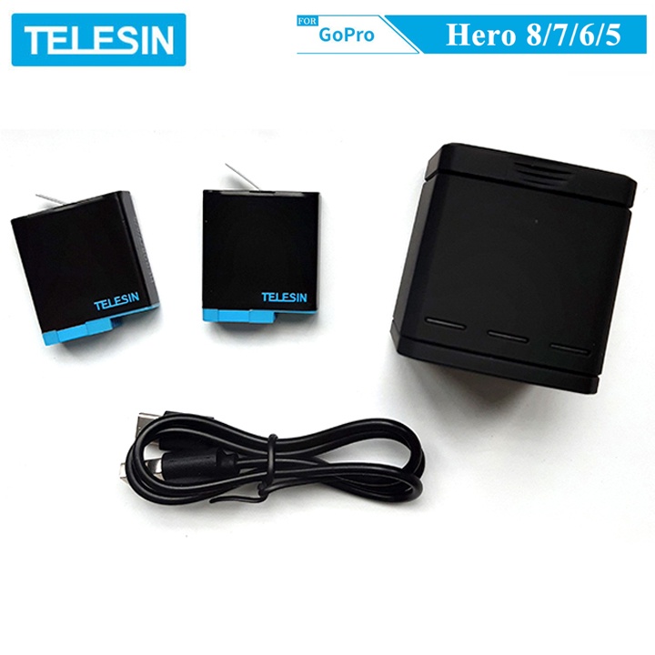 Combo sạc 3 + 2 viên pin TELESIN cho GoPro 8/7/6/5