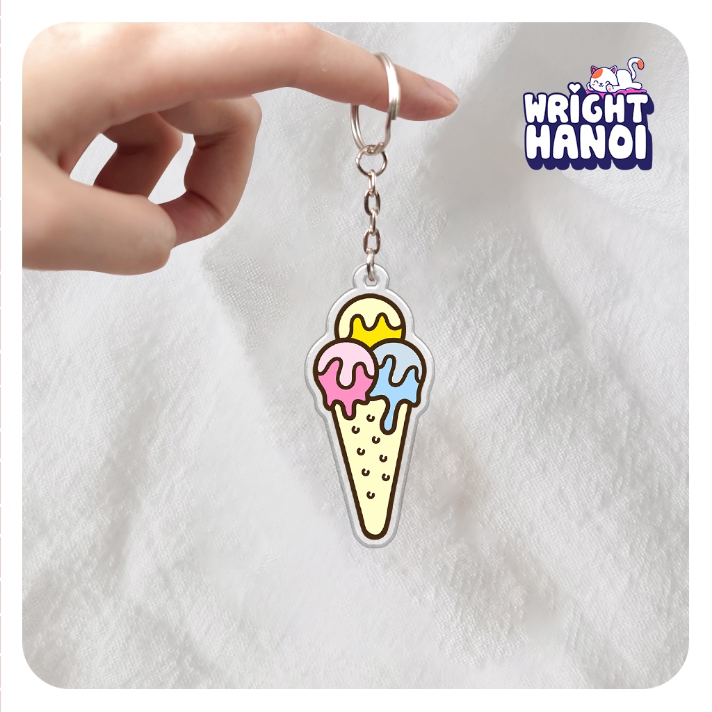 Móc khóa que kem nhiều màu hoạt hình cute cho bạn bè, người yêu