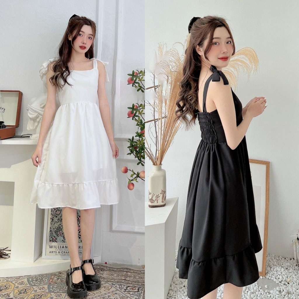 Váy 2 dây maxi dáng xuông babydoll tiểu thư phong cách hàn quốc sp011 | BigBuy360 - bigbuy360.vn