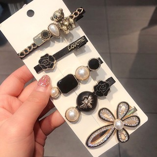 Set Kẹp Tóc Hoa Đen 5 Chi Tiết