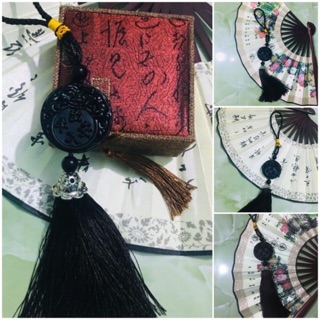 Khánh treo xe Ngọc Bội Hổ Phù Hắc Ngọc Thạch Hỏa Sơn may mắn phong thuỷ bình an