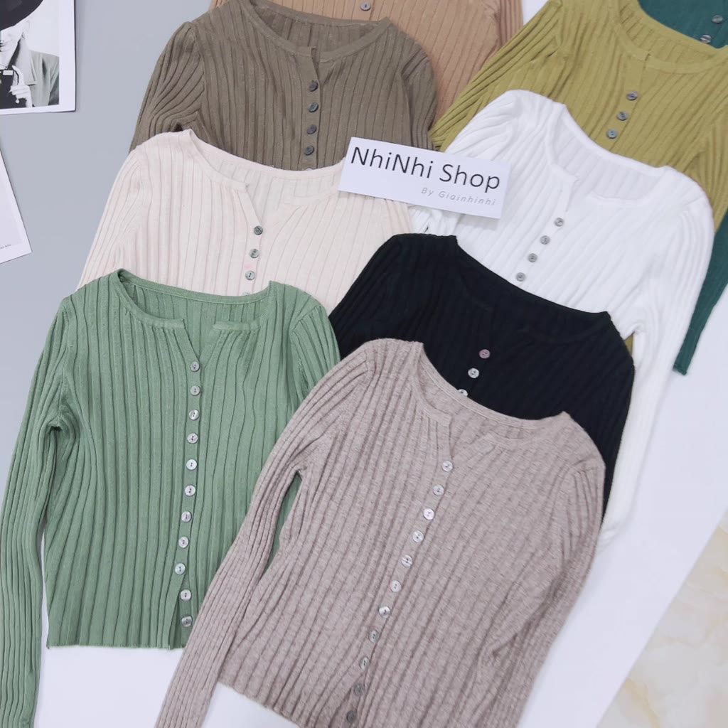 Áo len đũa cài cúc form ôm dài tay co giãn, Len kiểu dáng ôm sexxy AL1629 - NhiNhi Shop | BigBuy360 - bigbuy360.vn