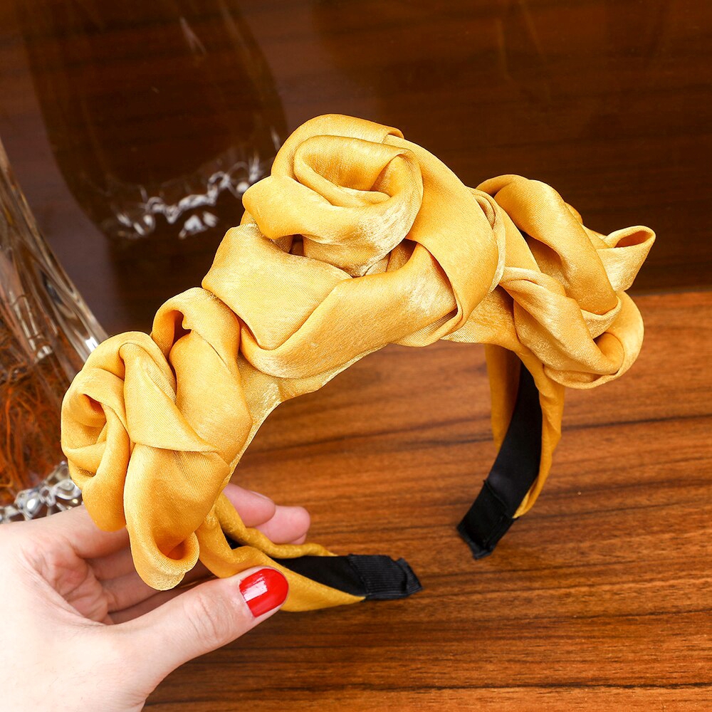 Băng đô satin 3 hoa hồng lụa thủ công cho nữ