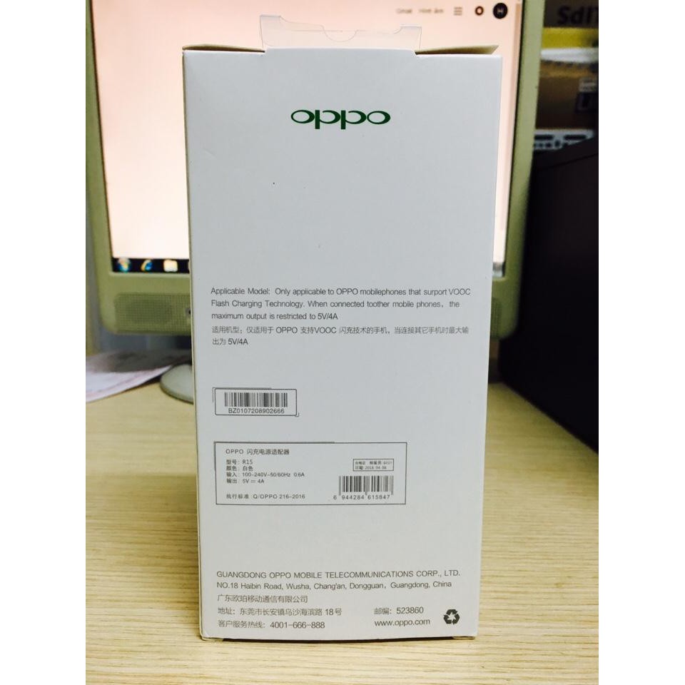 Bộ Sạc Nhanh R15 VOOC OPPO 5V/4A Find 7/ Find 7a, R7s/ R7 Plus, R9/ R9 Plus, R5, N3, F1 Plus 2017 Hàng Nhập Khẩu Fullbox