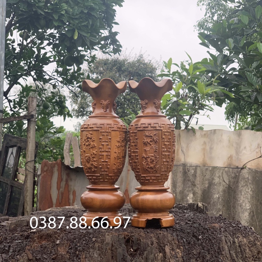 Cặp Lục Bình Gỗ Bách Xanh Cao 30-->50cm Cực Đẹp