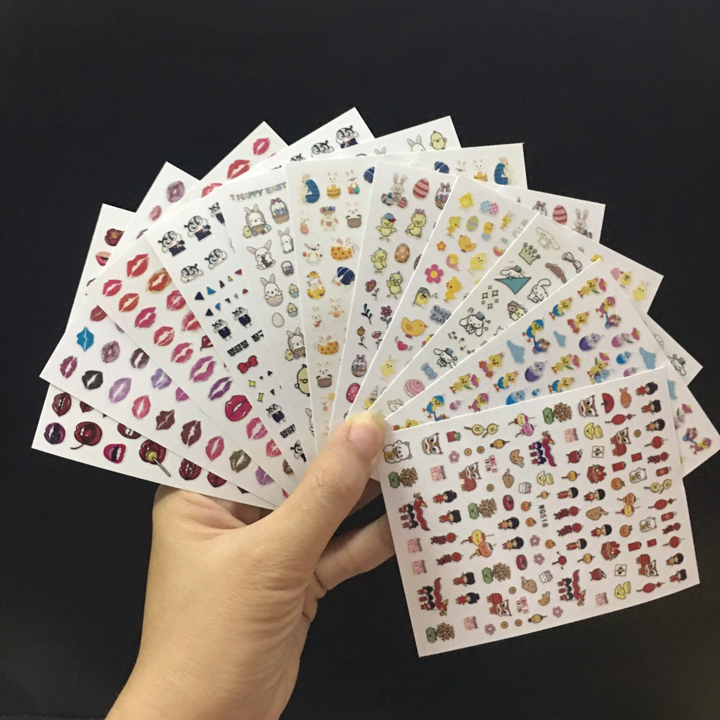 (mã WG - Ảnh thật) Sticker hình môi, hình độc đáo dán móng tay nail mẫu mới
