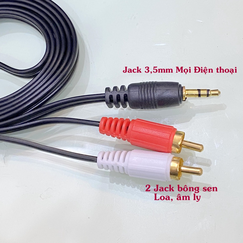Dây AV 3m 5m điện thoại ra loa âm ly. Dây AUX từ chân tròn 3,5 ra hai chân bông sen - KLH home