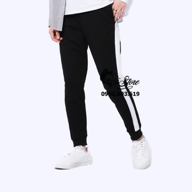 Quần jogger 1 sọc bo chân bigsize 40-93kg nam nữ thun da cá