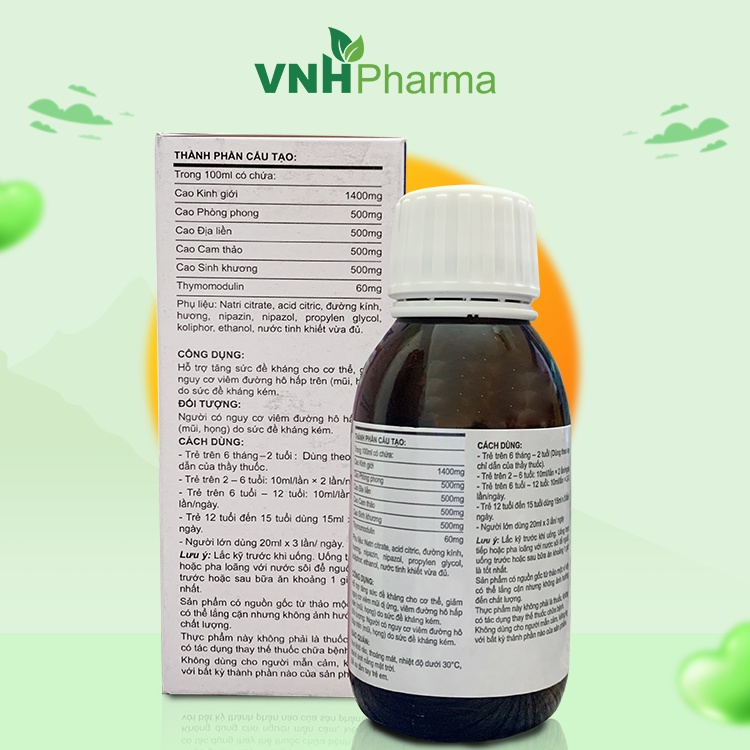 Siro Thảo Mộc SV Cao Kinh Giới - Giảm Ho, Tăng Sức Đề Kháng, Viêm Mũi Dị Ứng, Viêm Đường Hô Hấp 100ml