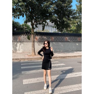 Váy len trơn liền chữ A ngắn basic
