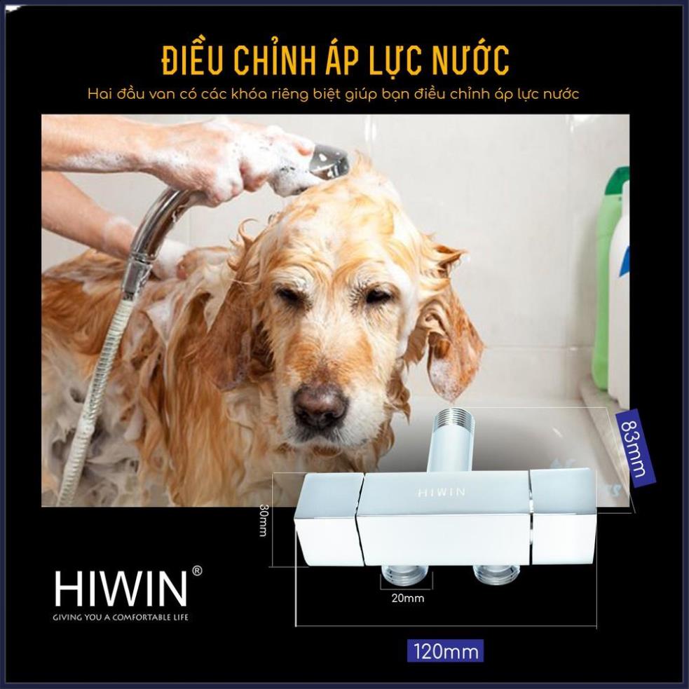 Van T chia nước vòi sen vòi xịt, van giảm áp lực nước chất liệu đồng mặt gương HIWIN JF-064